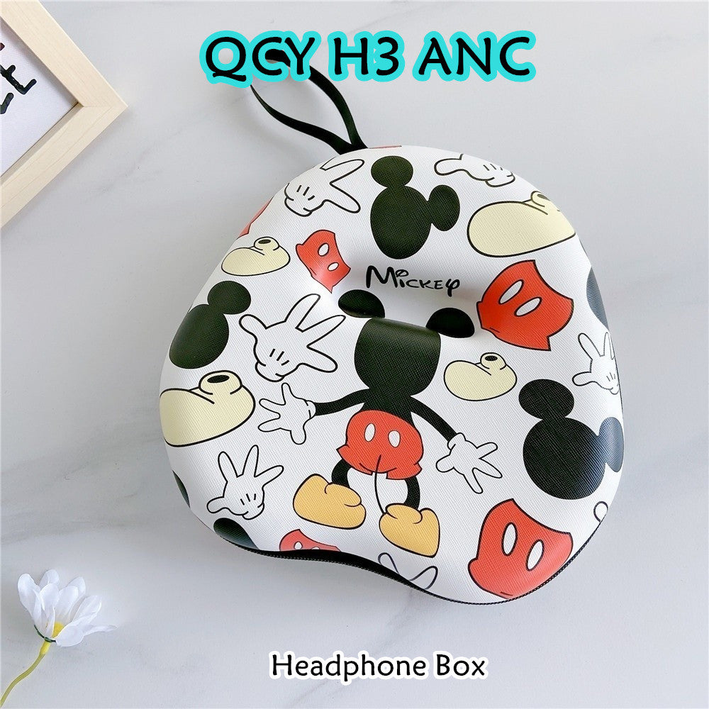 For QCY H3 ANC Headphone Case Interesting Cartoon Pattern Earpads Storage Bag Headset Casing Box