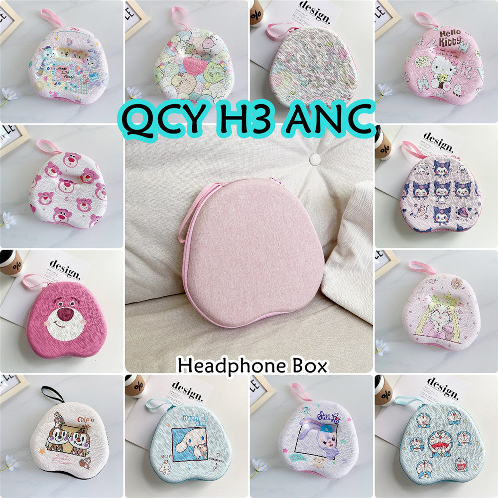 For QCY H3 ANC Headphone Case Interesting Cartoon Pattern Earpads Storage Bag Headset Casing Box