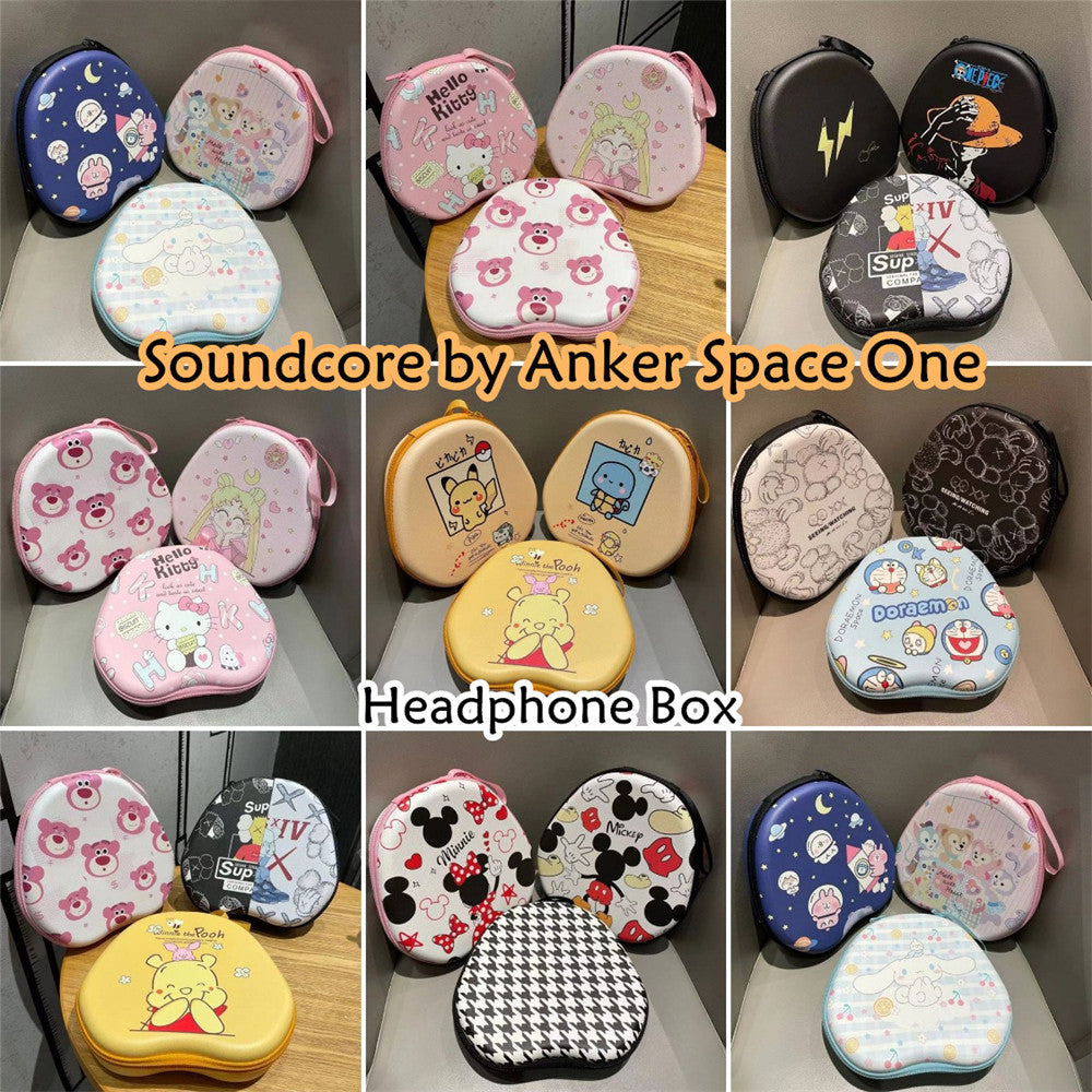 For Soundcore by Anker Space One Headphone Case Cartoon Creative Patterns Headset Earpads Storage Bag Casing Box