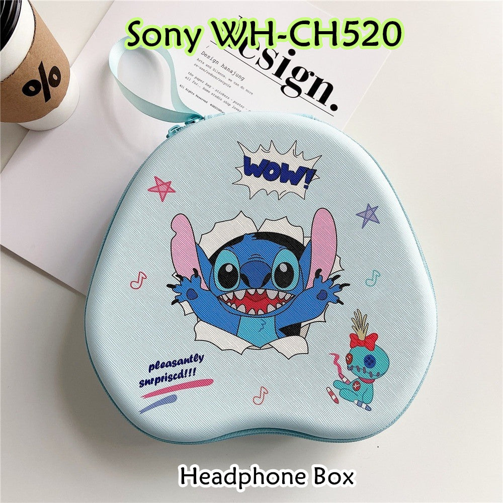 For Sony WH-CH520 Headphone Case Cartoon Creative Patterns Headset Earpads Storage Bag Casing Box