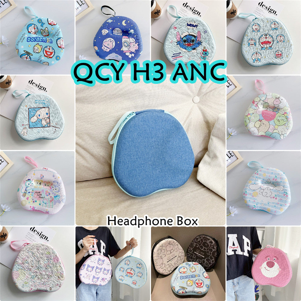 For QCY H3 ANC Headphone Case Interesting Cartoon Pattern Earpads Storage Bag Headset Casing Box