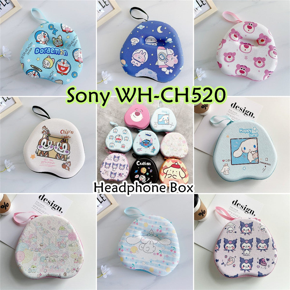 For Sony WH-CH520 Headphone Case Cartoon Creative Patterns Headset Earpads Storage Bag Casing Box