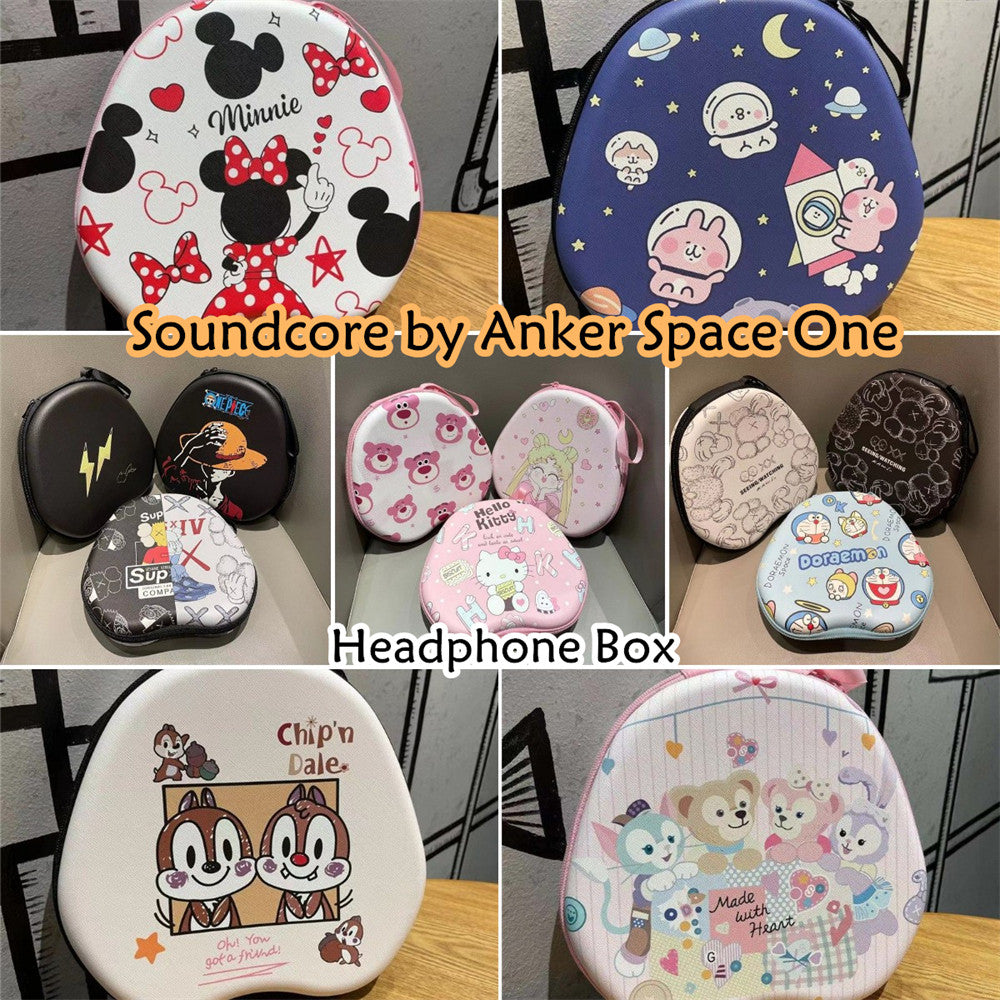 For Soundcore by Anker Space One Headphone Case Cartoon Creative Patterns Headset Earpads Storage Bag Casing Box