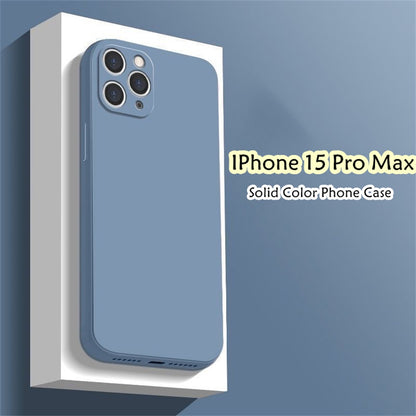 For IPhone 15 Pro Max Cover Drop and wear resistant Silicone Full Case Classic Simple Solid Color Phone Case Cover
