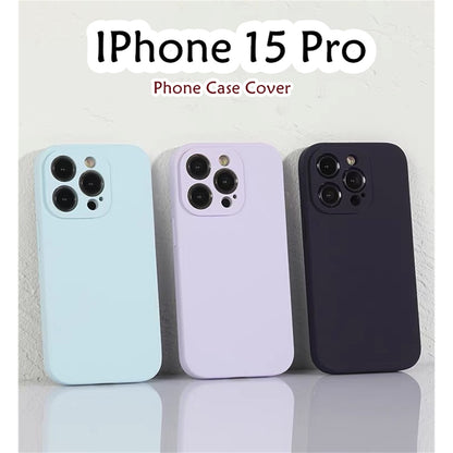 For IPhone 15 Pro Cover Drop and wear resistant Silicone Full Case Classic Simple Solid Color Phone Case Cover