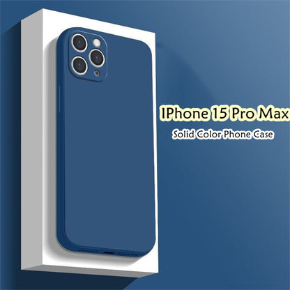 For IPhone 15 Pro Max Cover Drop and wear resistant Silicone Full Case Classic Simple Solid Color Phone Case Cover