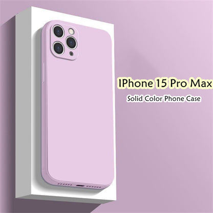 For IPhone 15 Pro Max Cover Drop and wear resistant Silicone Full Case Classic Simple Solid Color Phone Case Cover
