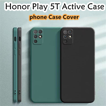 For Honor Play 5T Active Cover Drop and wear resistant Silicone Full Case Classic Simple Solid Color Phone Case Cover