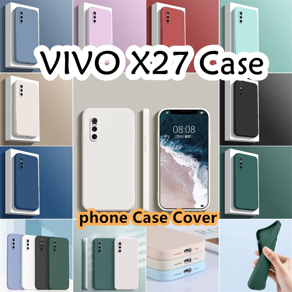 For VIVO X27 Cover Drop and wear resistant Silicone Full Case Classic Simple Solid Color Phone Case Cover