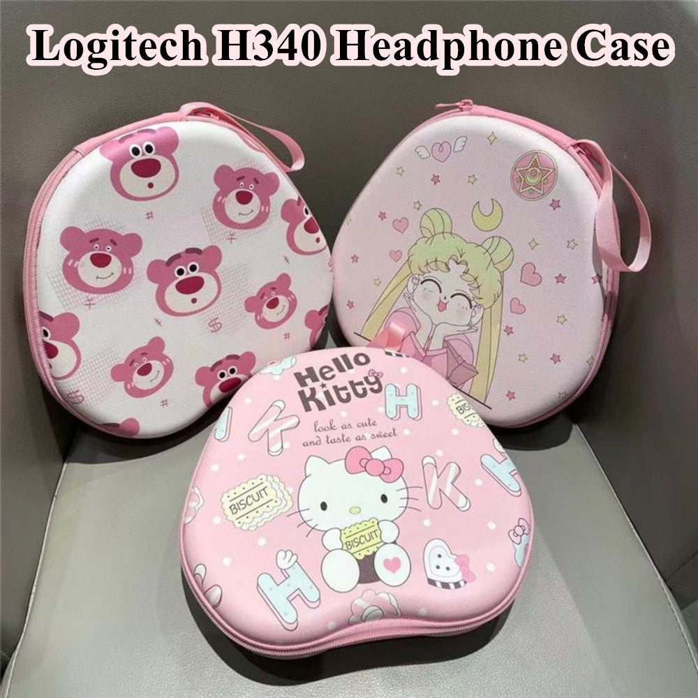 For Logitech H340 Headphone Case Cartoon Creative Patterns Headset Earpads Storage Bag Casing Box