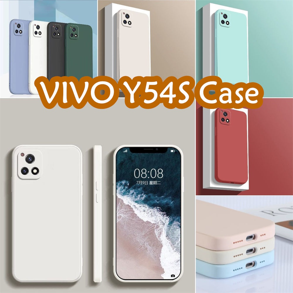 For VIVO Y54S Cover Drop and wear resistant Silicone Full Case Classic Simple Solid Color Phone Case Cover