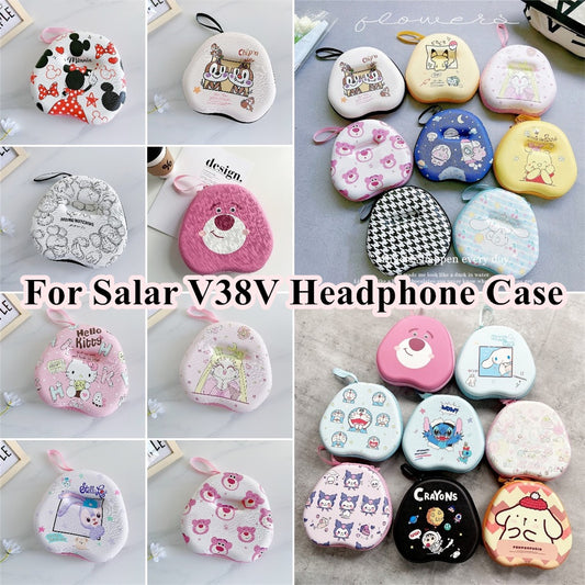 For Salar V38V Headphone Case Cartoon Creative Patterns Headset Earpads Storage Bag Casing Box