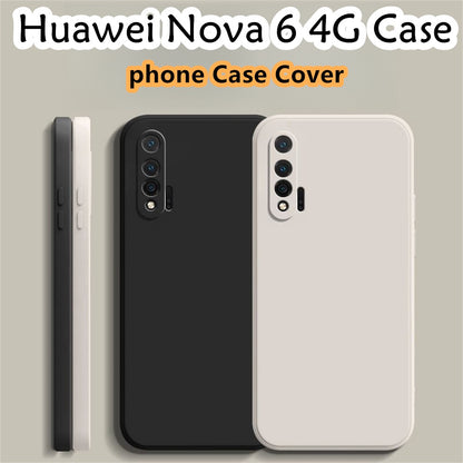 For Huawei Nova 6 4G Cover Drop and wear resistant Silicone Full Case Classic Simple Solid Color Phone Case Cover