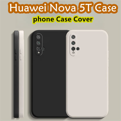 For Huawei Nova 5T Cover Drop and wear resistant Silicone Full Case Classic Simple Solid Color Phone Case Cover