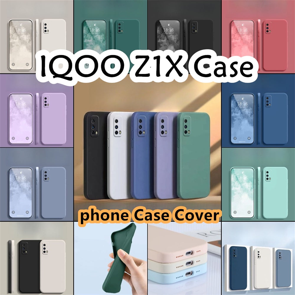 For IQOO Z1X Cover Drop and wear resistant Silicone Full Case Classic Simple Solid Color Phone Case Cover