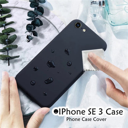 For IPhone SE 3 Cover Drop and wear resistant Silicone Full Case Classic Simple Solid Color Phone Case Cover