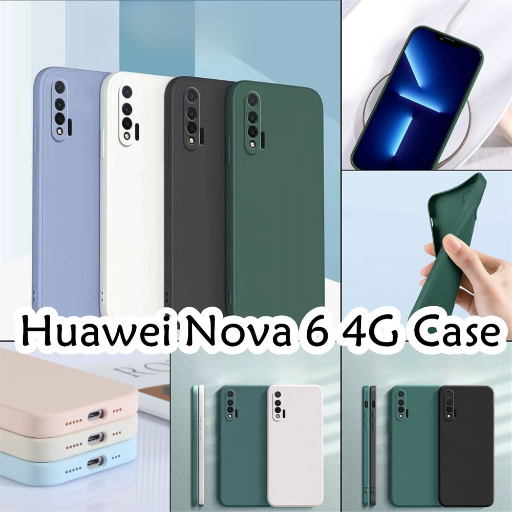 For Huawei Nova 6 4G Cover Drop and wear resistant Silicone Full Case Classic Simple Solid Color Phone Case Cover