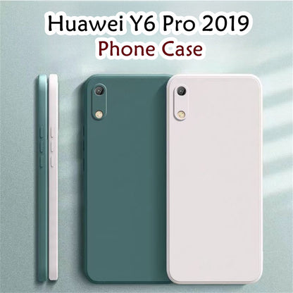 For Huawei Y6 Pro 2019 Cover Drop and wear resistant Silicone Full Case Classic Simple Solid Color Phone Case Cover
