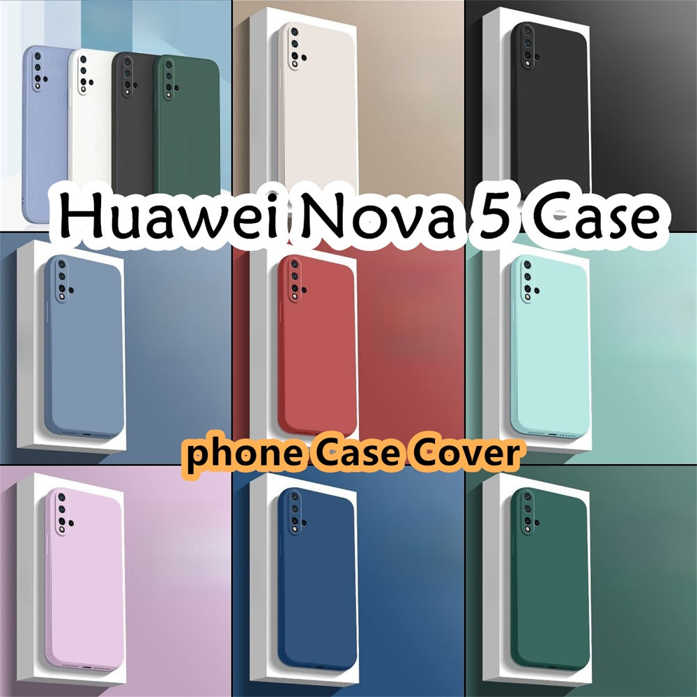 For Huawei Nova 5 Cover Drop and wear resistant Silicone Full Case Classic Simple Solid Color Phone Case Cover