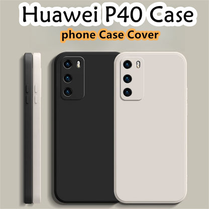 For Huawei P40 Cover Drop and wear resistant Silicone Full Case Classic Simple Solid Color Phone Case Cover