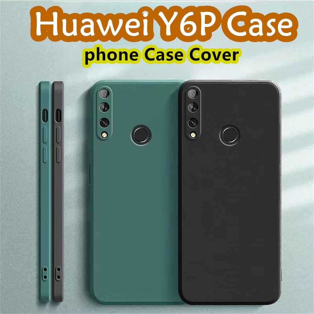 For Huawei Y6P Cover Drop and wear resistant Silicone Full Case Classic Simple Solid Color Phone Case Cover