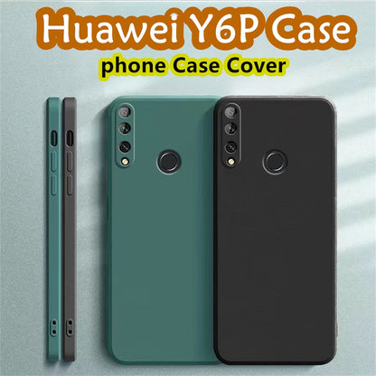 For Huawei Y6P Cover Drop and wear resistant Silicone Full Case Classic Simple Solid Color Phone Case Cover