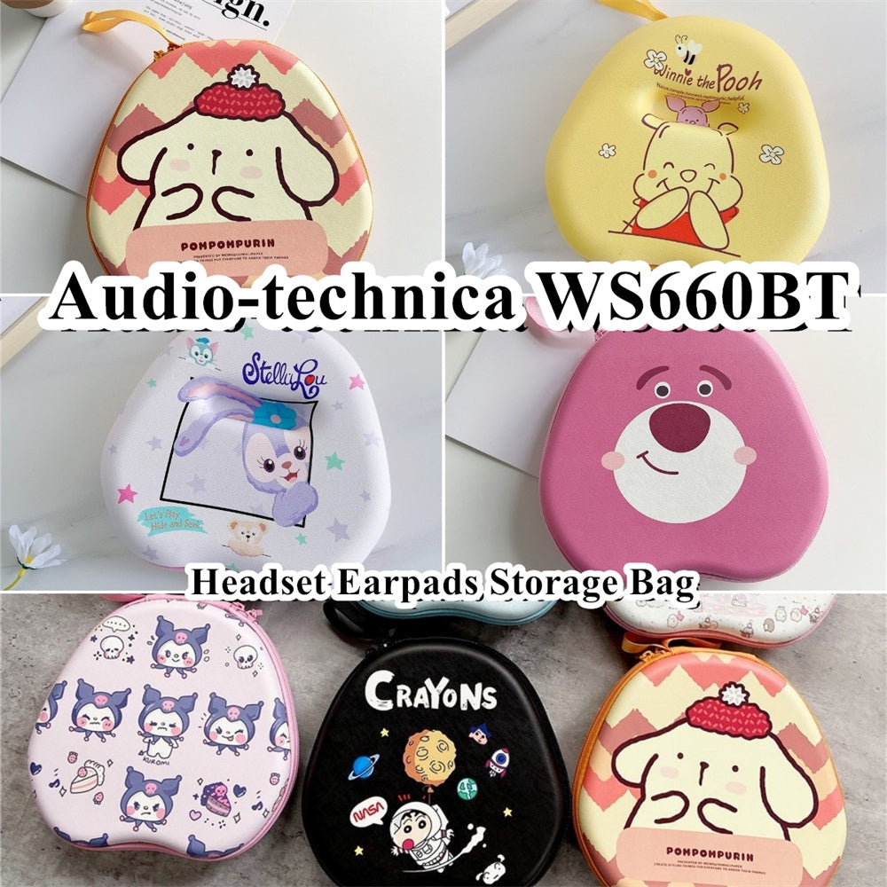 For Audio-technica WS660BT Headphone Case Cartoon Creative Patterns Headset Earpads Storage Bag Casing Box