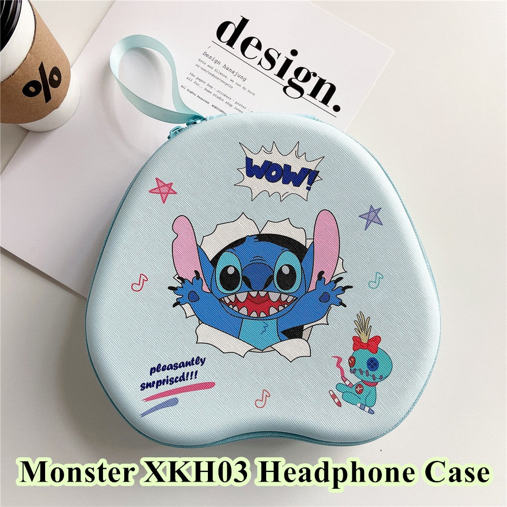 For Monster XKH03 Headphone Case Cartoon Creative Patterns Headset Earpads Storage Bag Casing Box