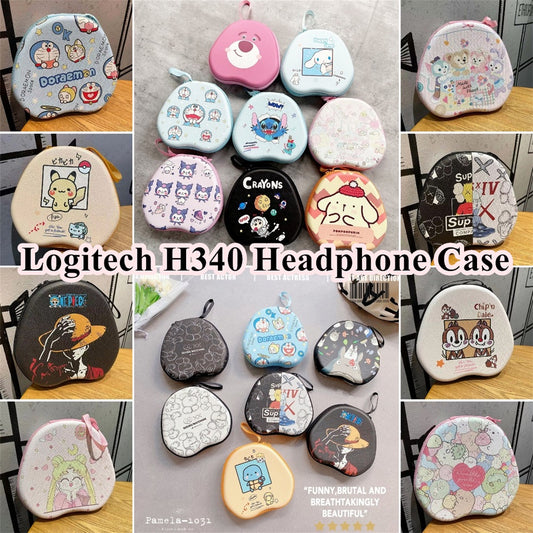 For Logitech H340 Headphone Case Cartoon Creative Patterns Headset Earpads Storage Bag Casing Box
