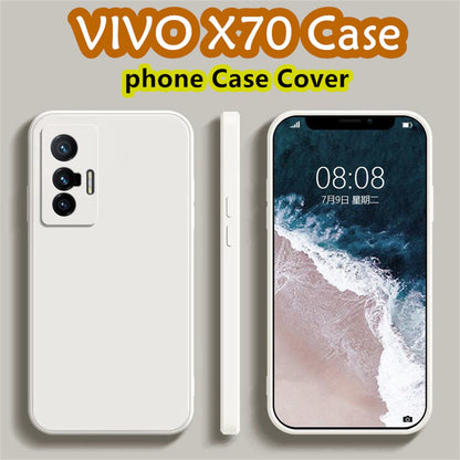For VIVO X70 Cover Drop and wear resistant Silicone Full Case Classic Simple Solid Color Phone Case Cover