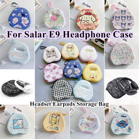 For Salar E9 Headphone Case Cartoon Creative Patterns Headset Earpads Storage Bag Casing Box