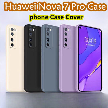 For Huawei Nova 7 Pro Cover Drop and wear resistant Silicone Full Case Classic Simple Solid Color Phone Case Cover