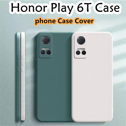 For Honor Play 6T Cover Drop and wear resistant Silicone Full Case Classic Simple Solid Color Phone Case Cover