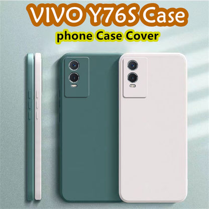 For VIVO Y76S Cover Drop and wear resistant Silicone Full Case Classic Simple Solid Color Phone Case Cover