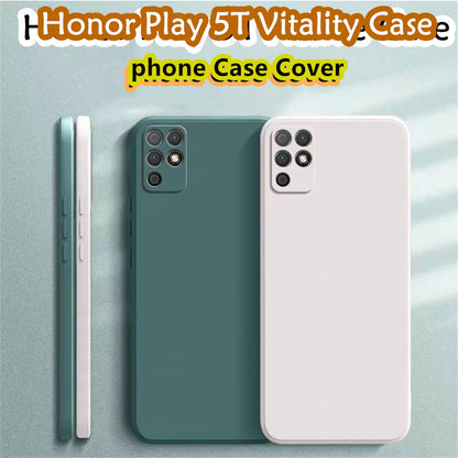For Honor Play 5T Vitality Cover Drop and wear resistant Silicone Full Case Classic Simple Solid Color Phone Case Cover
