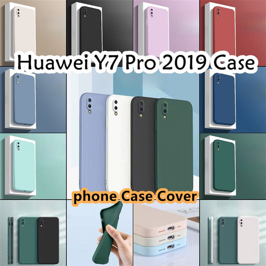 For Huawei Y7 Pro 2019 Cover Drop and wear resistant Silicone Full Case Classic Simple Solid Color Phone Case Cover