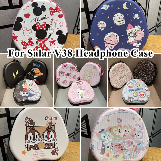 For Salar V38 Headphone Case Cartoon Creative Patterns Headset Earpads Storage Bag Casing Box