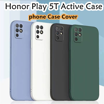 For Honor Play 5T Active Cover Drop and wear resistant Silicone Full Case Classic Simple Solid Color Phone Case Cover
