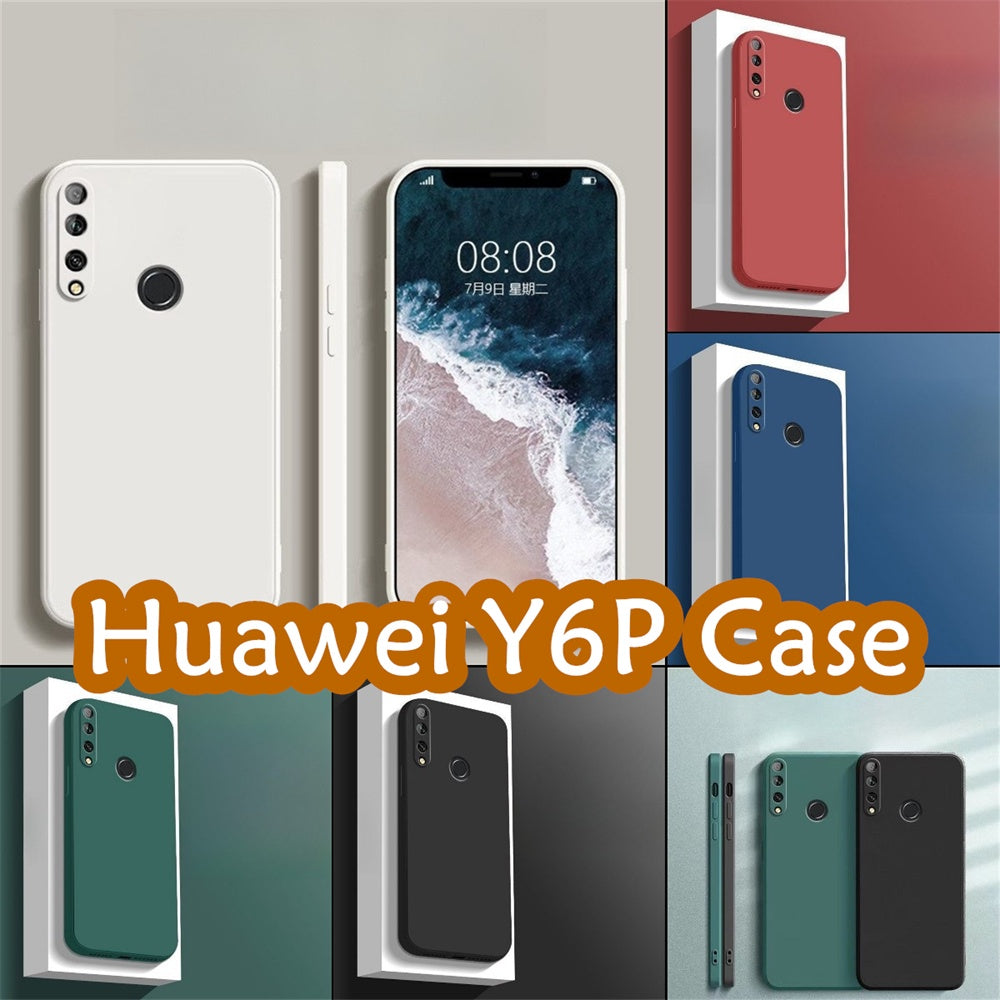For Huawei Y6P Cover Drop and wear resistant Silicone Full Case Classic Simple Solid Color Phone Case Cover