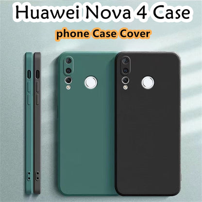 For Huawei Nova 4 Cover Drop and wear resistant Silicone Full Case Classic Simple Solid Color Phone Case Cover
