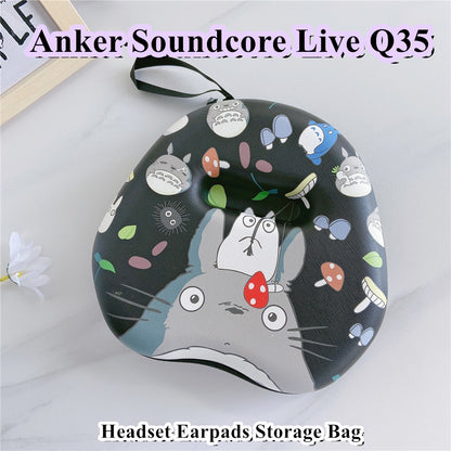 For Anker Soundcore Live Q35 Headphone Case Cartoon Creative Patterns Headset Earpads Storage Bag Casing Box
