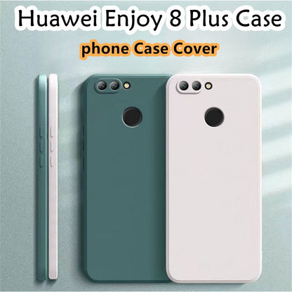 For Huawei Enjoy 8 Plus Cover Drop and wear resistant Silicone Full Case Classic Simple Solid Color Phone Case Cover