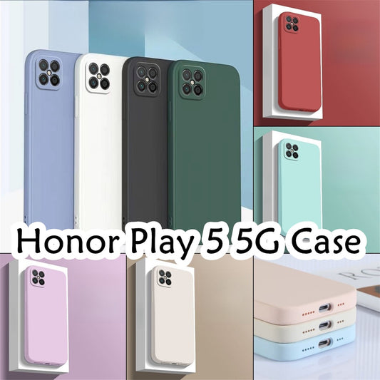 For Honor Play 5 5G Cover Drop and wear resistant Silicone Full Case Classic Simple Solid Color Phone Case Cover