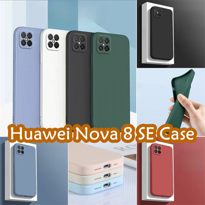 For Huawei Nova 8 SE Cover Drop and wear resistant Silicone Full Case Classic Simple Solid Color Phone Case Cover