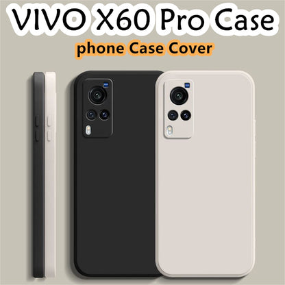 For VIVO X60 Pro Cover Drop and wear resistant Silicone Full Case Classic Simple Solid Color Phone Case Cover