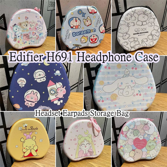 For Edifier H691 Headphone Case Cartoon Creative Patterns Headset Earpads Storage Bag Casing Box