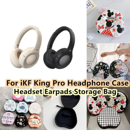 For IKF King Pro Headphone Case Cartoon Creative Patterns Headset Earpads Storage Bag Casing Box