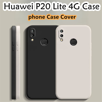 For Huawei P20 Lite 4G Cover Drop and wear resistant Silicone Full Case Classic Simple Solid Color Phone Case Cover