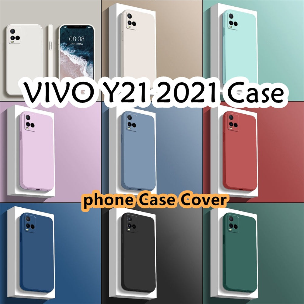 For VIVO Y21 2021 Cover Drop and wear resistant Silicone Full Case Classic Simple Solid Color Phone Case Cover