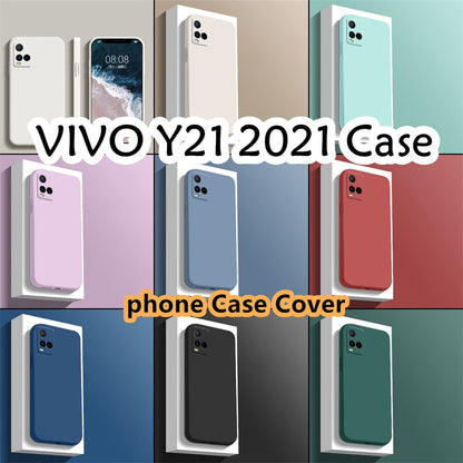 For VIVO Y21 2021 Cover Drop and wear resistant Silicone Full Case Classic Simple Solid Color Phone Case Cover